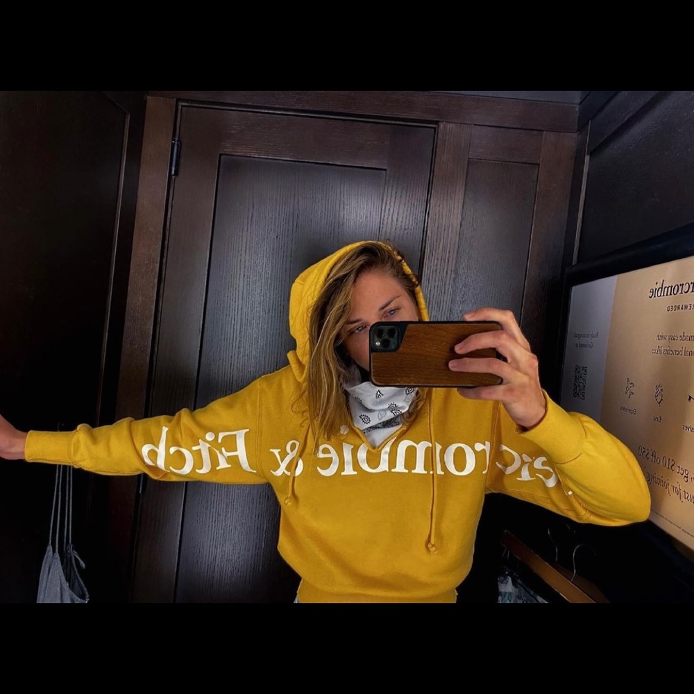 Abercrombie & Fitch Yellow Crop Logo Hoodie